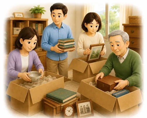 家財だけ整理する選択肢のイメージ（家はそのまま、家財を整理）