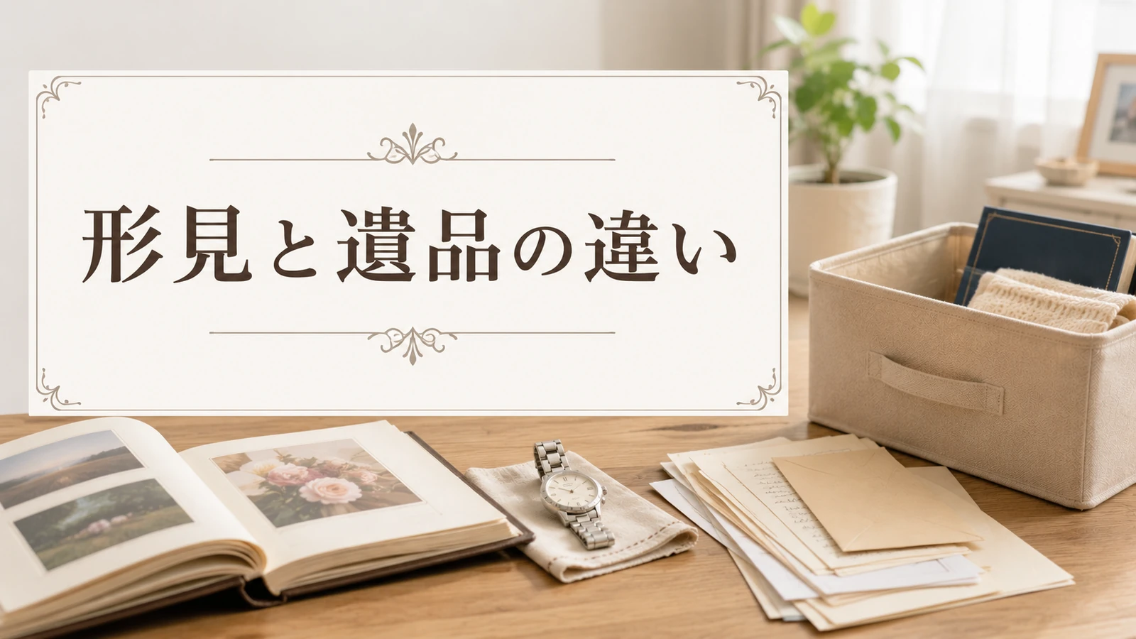 形見と遺品の違いを確認して品物を仕分けるイメージ